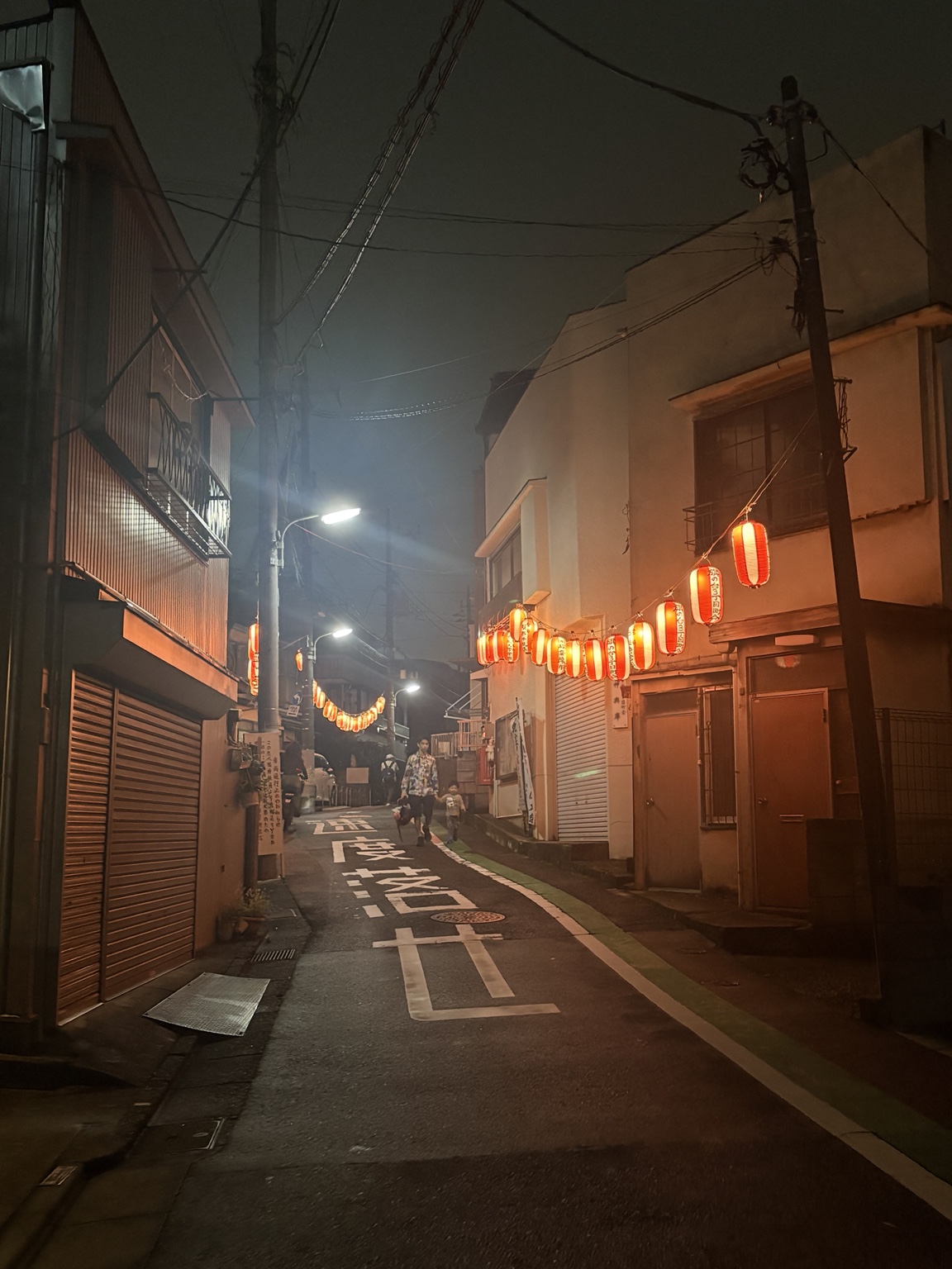 Night street with lanterns